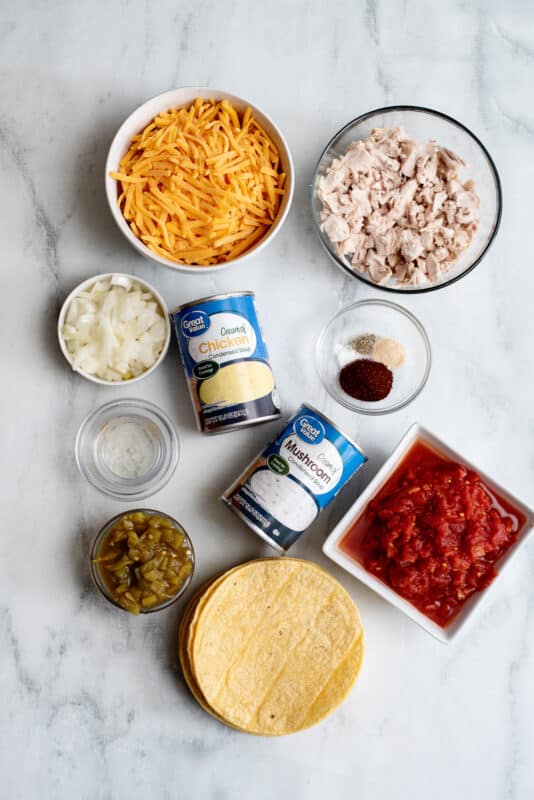 Recipe ingredients for King Ranch Casserole
