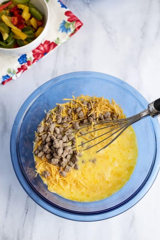 Add turkey sausage to mixing bowl.