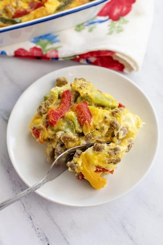 Slice of easy omelet baked in the oven.