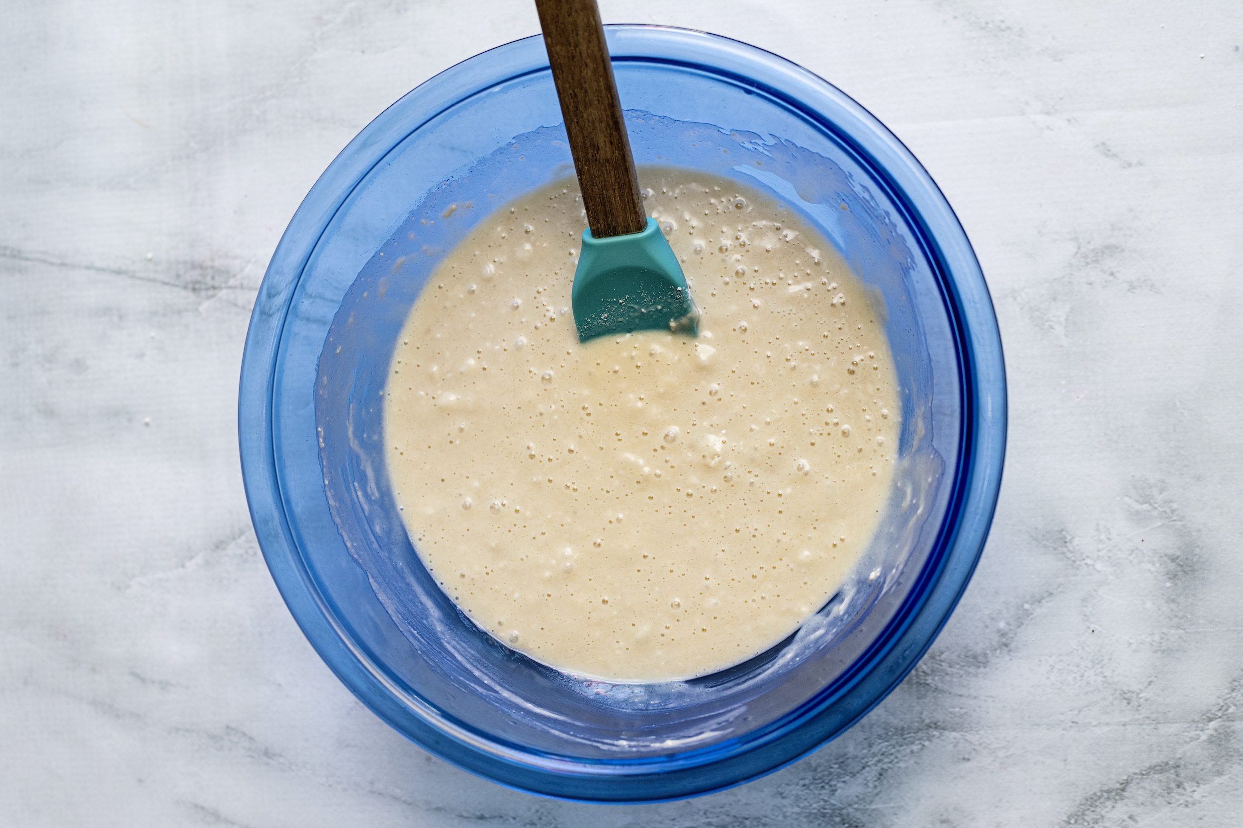 Mix ingredients together to make muffin batter.