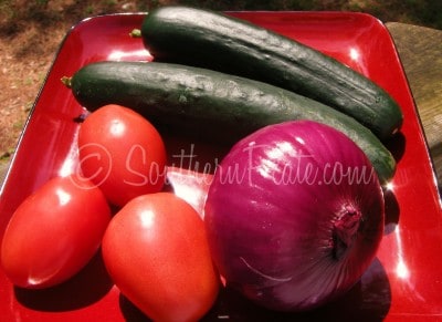 Ingredients for Italian cucumber salad.