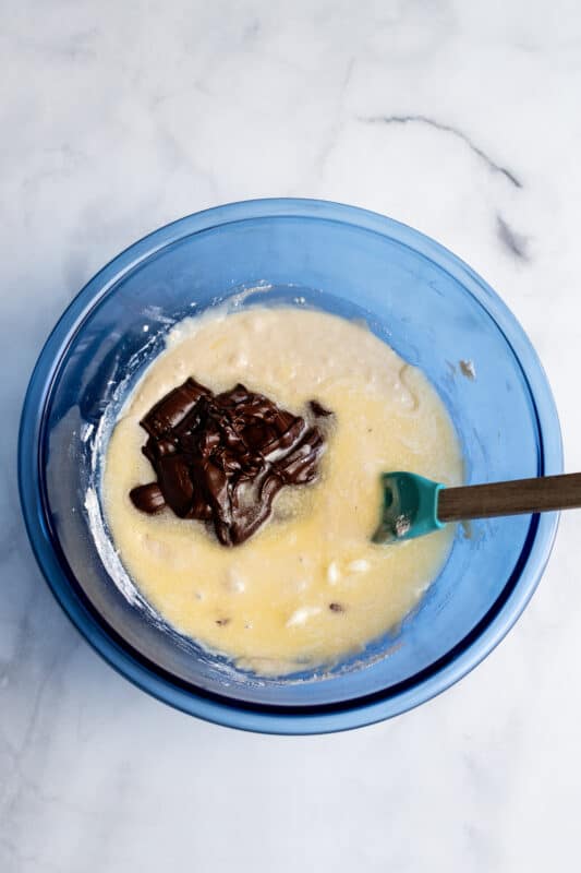 Add melted butter to mixing bowl.