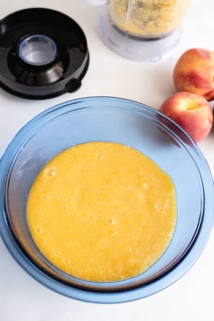 Pureed fruit in mixing bowl.