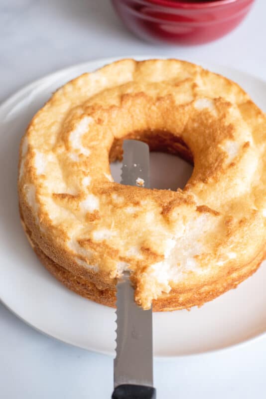 angel food cake cut the brown off