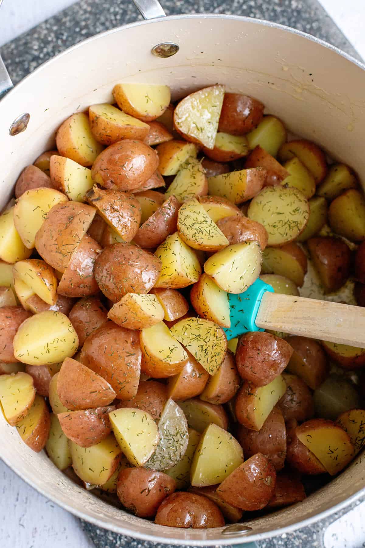 stir potatoes