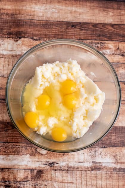 Add eggs to mixing bowl.