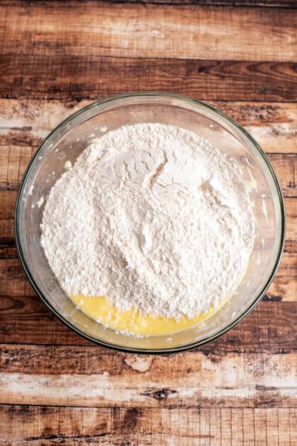 Add flour to mixing bowl.