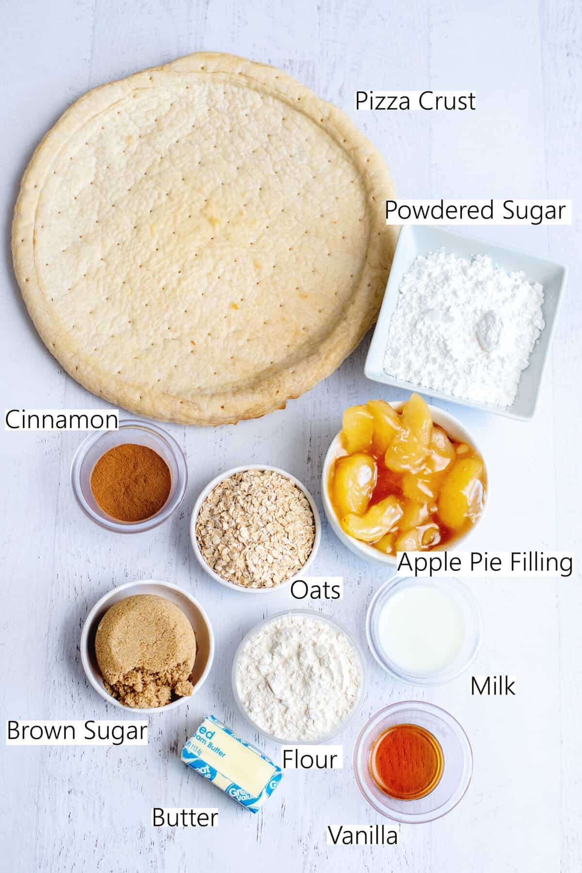 ingredients for apple pizza dessert
