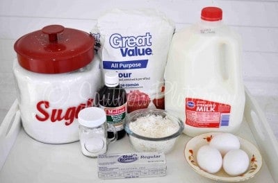 Ingredients for coconut meringue pie.
