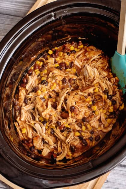 Crockpot fiesta chicken and rice.