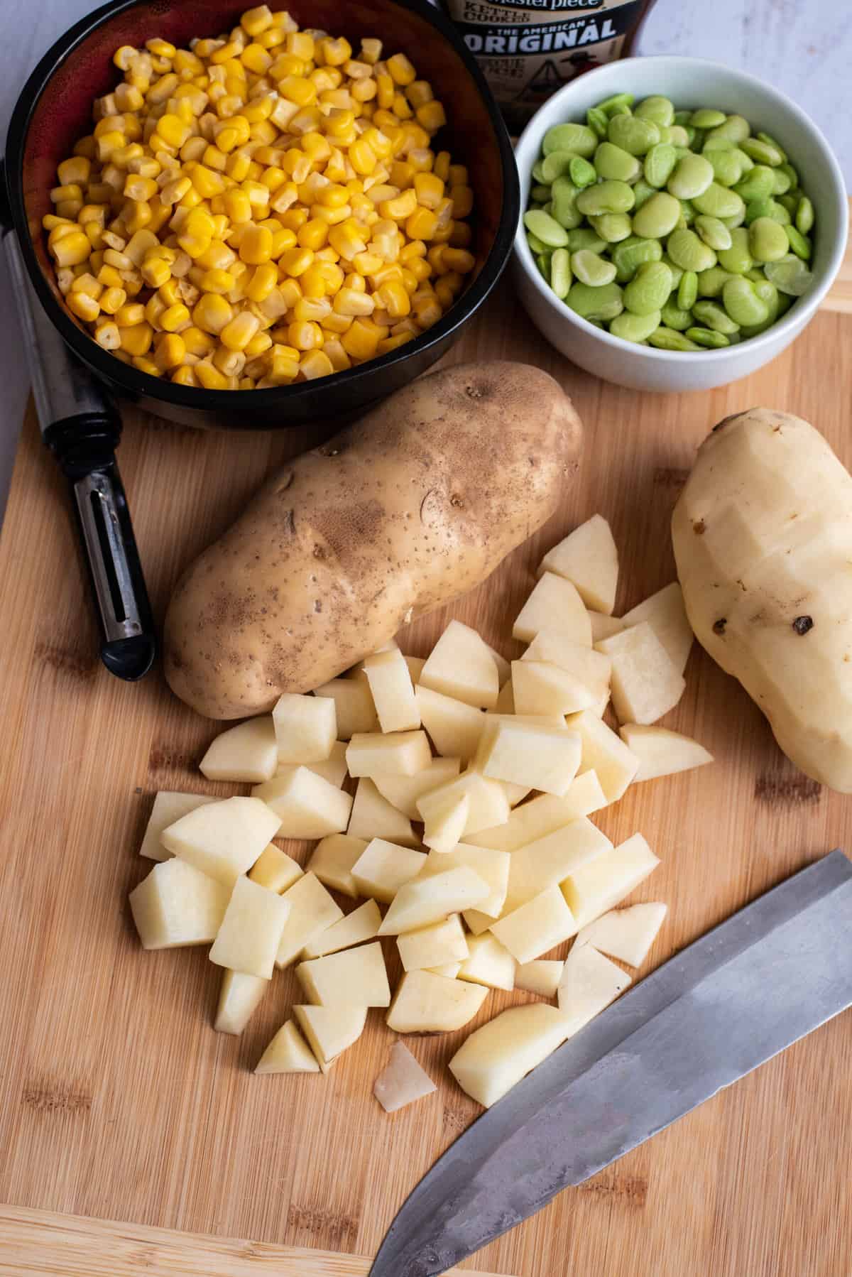 peel and chop potatoes for bbq joint stew