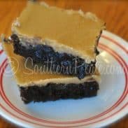 Peanut butter fudge brownie on a plate.