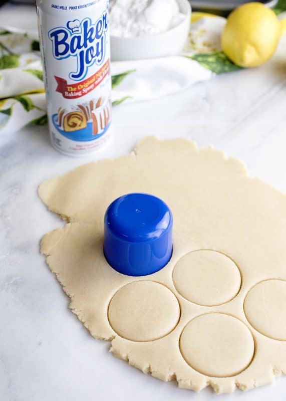 cutting out Lemon Blossom Cookies