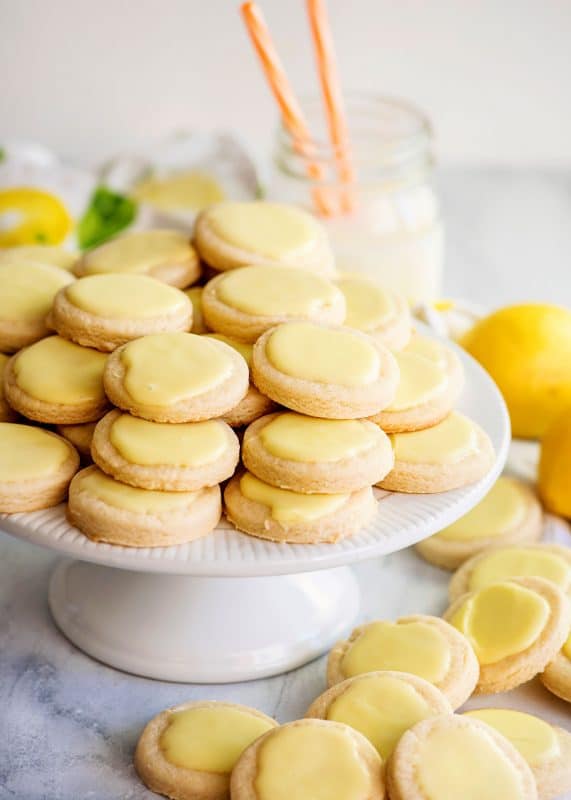 Platter of glazed lemon cookies.