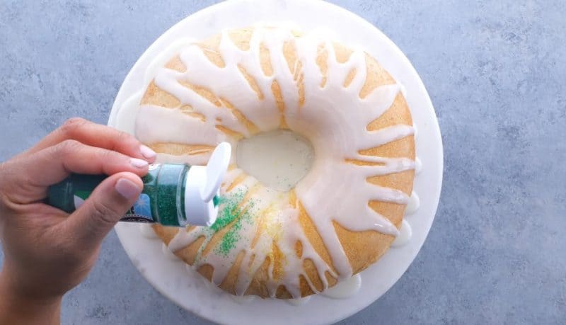 add colored sprinkles to your king cake.