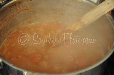 Red beans and rice recipe after simmering all day.