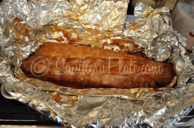 Remove from oven and open foil.