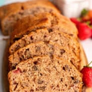 Slices of strawberry bread with pecans.