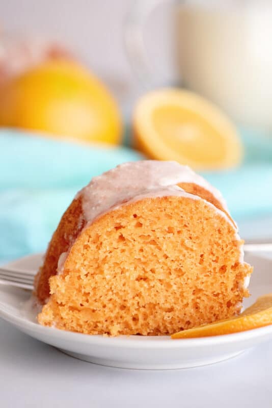 Slice of orange cake.
