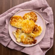 Plate of mashed potato cakes.