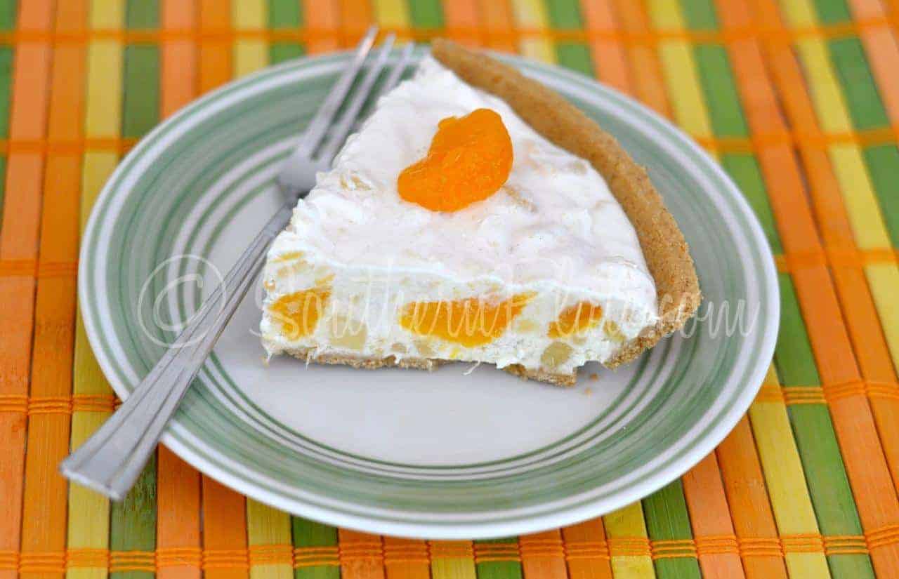 Slice of mandarin orange pie.