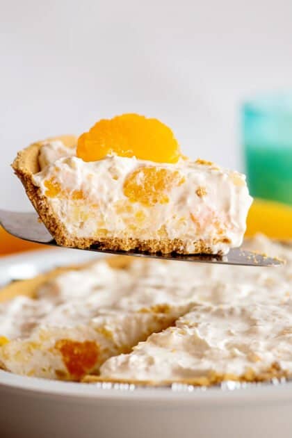 Slice of mandarin orange pie.