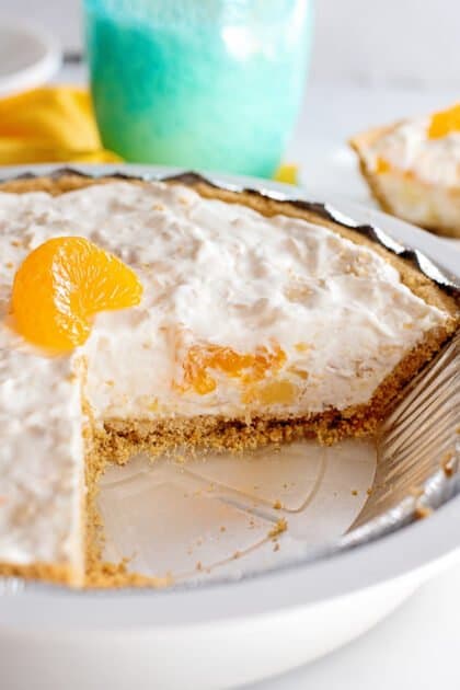 Inside of mandarin orange pie.