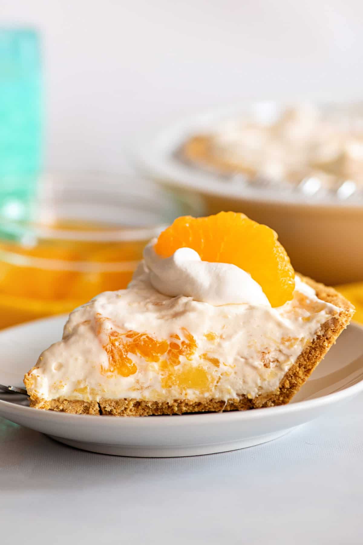 Slice of mandarin orange pie.