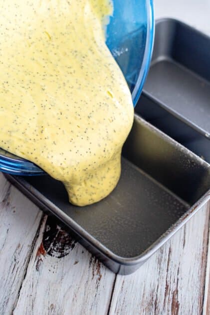 Pour batter into greased loaf pans.