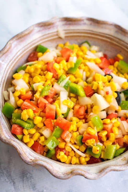Refrigerate corn salad for several hours before serving.