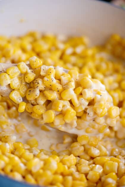 Spoonful of creamed corn.