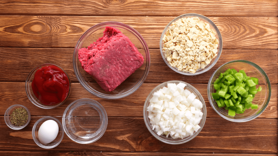 Ingredients for hamburger patties with gravy.