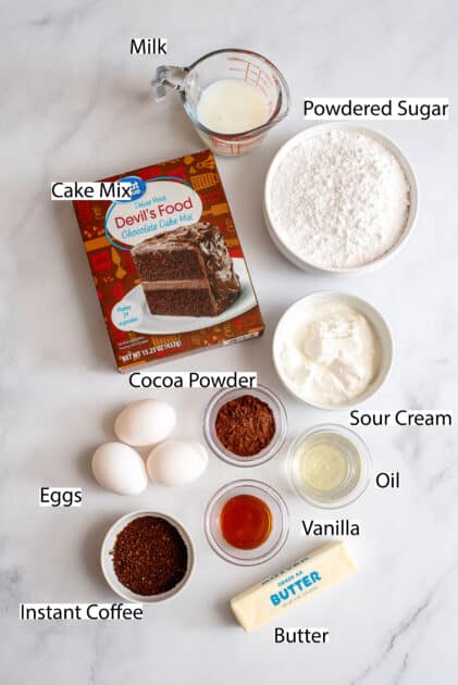 Ingredients for cappuccino cake.