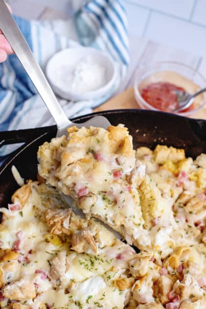 Monte Cristo skillet wedge in a skillet