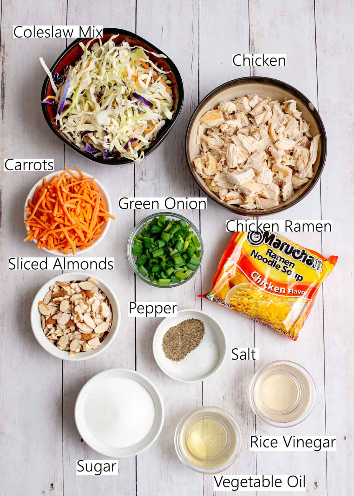 ingredients for Chinese chicken salad