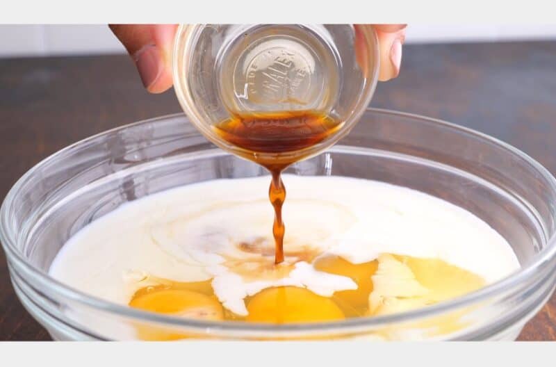 add vanilla to egg and milk mixture