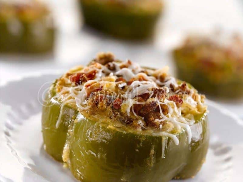 Cornbread stuffed bell pepper