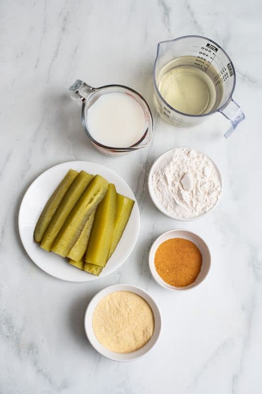 recipe ingredients for fried dill pickles.
