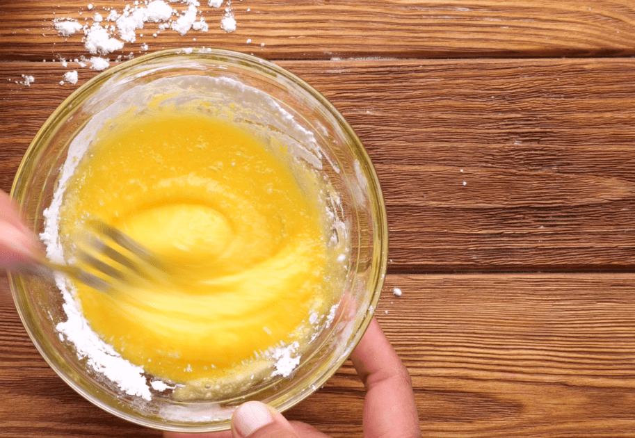 Mix together orange juice and confectioner's sugar to make glaze.