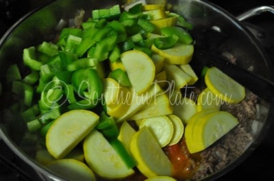 Add remaining vegetable to skillet.