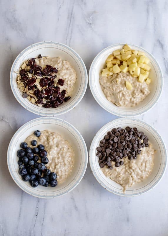 Add mix-ins to your rested oatmeal muffins batter.