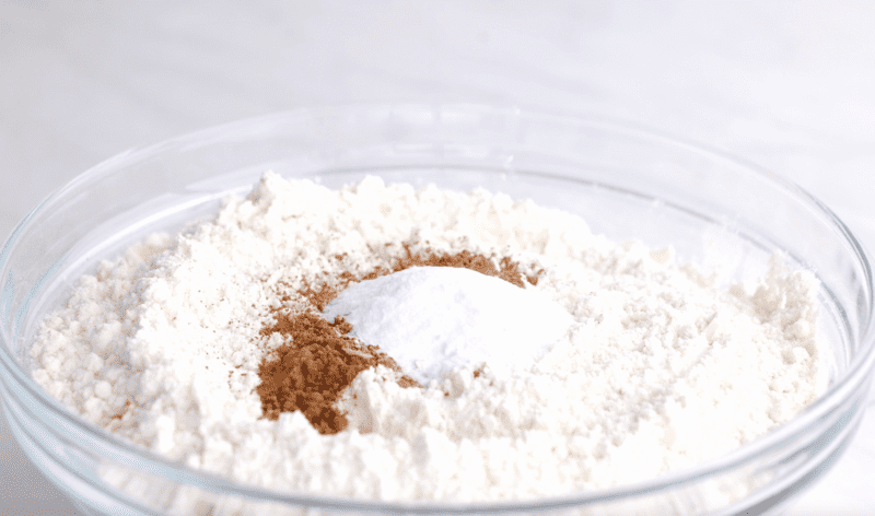 Place flour, cocoa powder, and baking soda in a mixing bowl.