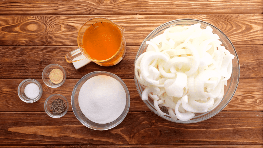 Ingredients for pickled onions.