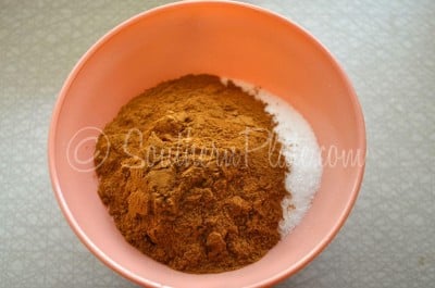 Combine cinnamon and sugar in small bowl.