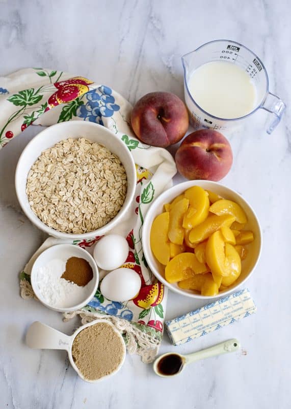 ingredients for baked peach oatmeal