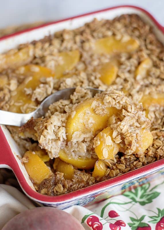 Baked Peach Oatmeal Pudding