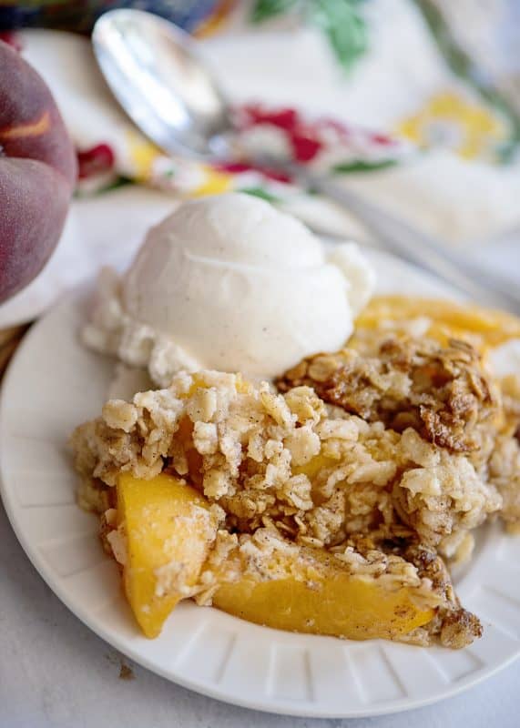 Baked Peach Oatmeal with ice cream