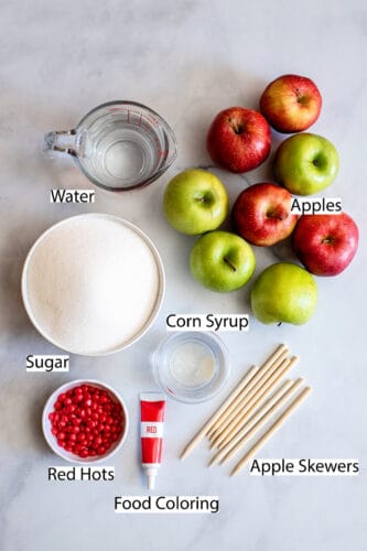 Ingredients for homemade candy apples.