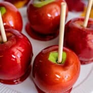 Plate of candy apples.