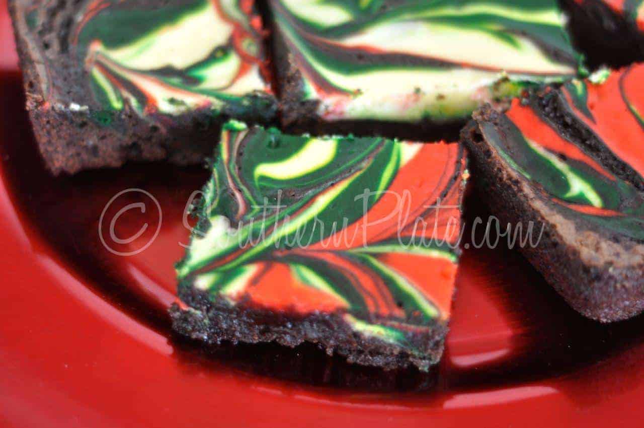 Christmas Tie Dyed Cheesecake Brownies